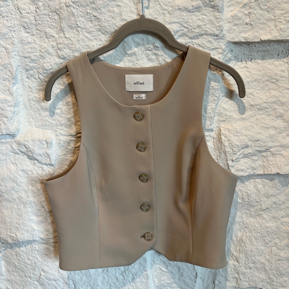 Aritzia Wilfred Taupe Button-Front Vest. Brand New.